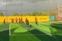 Pertandingan perempat final perebutan tiket semifinal Turnamen Minisoccer Kapolda Cup II di Goldstone Arena, Selasa (19/5/2026). (Foto: Galeri Papua/Ahmad) 