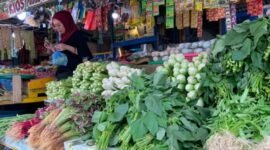 Mama Rio, pedagang di Pasar Sentral Timika sedang melayani seorang pembeli, di lapak miliknya, Rabu (20/5/2026). (Foto: Galeri Papua/Ahmad)
