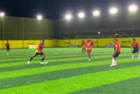 Pertandingan perebutan juara 3 Internal Polri Kapolda Cup II antara Panpel vs Polsek Miru di Goldstone Arena, Rabu (20/5/2026). (Foto: Galeri Papua/Ahmad)