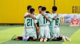 Pemain SMA Taruna selebrasi saat bertanding melawan SMA YPPGI pada Rabu (20/5/2026). (Foto: Istimewa/Fernando Rio)