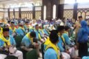 Ratusan jemaah haji Kloter UPG-27 bersiap menuju Tanah Suci di Asrama Haji Embarkasi Makassar, Minggu, 10 Mei 2026. Galeripapua/Istimewa