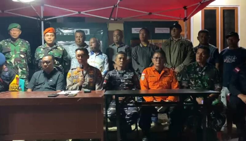 Konferensi Pers Kapolres Biak Numfor bersama tim gabungan dalam menangani Kejadian Pasca ledakan Bom yang diduga berasal dari Jaman Perang Dunia II. (Foto: Istimewa/Humas Polres Biak Numfor)