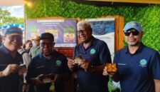 (Dari kiri) Vice President Environmental PT Freeport Indonesia, Gesang Setyadi; Wakil Bupati, Emanuel Kemong; Bupati Mimika, Johannes Rettob; dan Direktur Executive Vice President Sustainable Development PT Freeport Indonesia, Claus wamafma dalam acara Expo Lingkungan di Halaman Eme Neme Yauware. (Foto: Galeri Papua/Kevin Kurni)