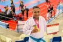 Bripka Thonci Wanggai, yang berhasil menyabet Juara I Kumite -70 kg U-30+ dalam kejuaraan Karate Kapolri Cup 2026 di GOR Nambo Jaya, Banten, Minggu 28 Juni 2026. (Foto: Istimewa).