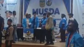 Dinamika perdebatan di dalam forum Musyawarah Daerah (MUSDA) DPD II KNPI Kabupaten Mimika. (Foto: Istimewa)