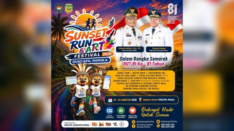 Flyer kegiatan Sunset Run and Art Festival 2026.