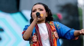 Rapper cilik asal Kabupaten Mimika, Nachyta Velove Varina Nossy, tampil di salah satu event di Timika, Papua Tengah. (Foto: Istimewa)