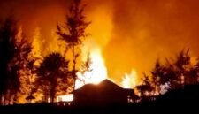 Kantor pemerintahan Kabupaten Puncak, Papua Tengah, dibakar massa pada Selasa (11/8/2026) malam. (Foto: Istimewa)