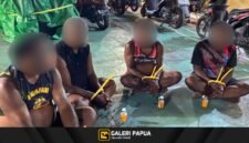 Lima terduga pelaku dibawa ke Mapolres Mimika Mile 32 untuk penanganan hukum lebih lanjut. (Foto: Humas Polres Mimika)