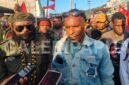 Ketua I KNPB Pusat Warpo Wetipo (kanan) didampingi Juru Bicara KNPB Pusat Ogram Wanimbo menyampaikan pernyataan sikap dalam aksi KNPB di Jayapura, Senin, 3 Agustus 2026. KNPB menyerukan pembukaan akses bantuan kemanusiaan internasional ke wilayah konflik di Papua serta mendorong penyelesaian konflik melalui jalur internasional. GaleriPapua/ Ikbal Asra.