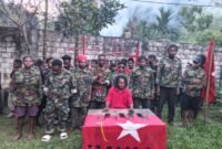Ketua KNPB Wilayah Sentani Sadracks Lagowan menyampaikan seruan aksi nasional pada 15 Agustus 2026 di Sentani, Kabupaten Jayapura, Papua, Selasa, 11 Agustus 2026. dok. KNPB Sentani.