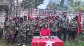 Ketua KNPB Wilayah Sentani Sadracks Lagowan menyampaikan seruan aksi nasional pada 15 Agustus 2026 di Sentani, Kabupaten Jayapura, Papua, Selasa, 11 Agustus 2026. dok. KNPB Sentani. 