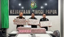 Puncak penuntasan eksekusi diumumkan dalam konferensi pers yang digelar di Kejaksaan Tinggi Papua, Jayapura, pada Selasa (22/9/2026). (Foto: Istimewa)